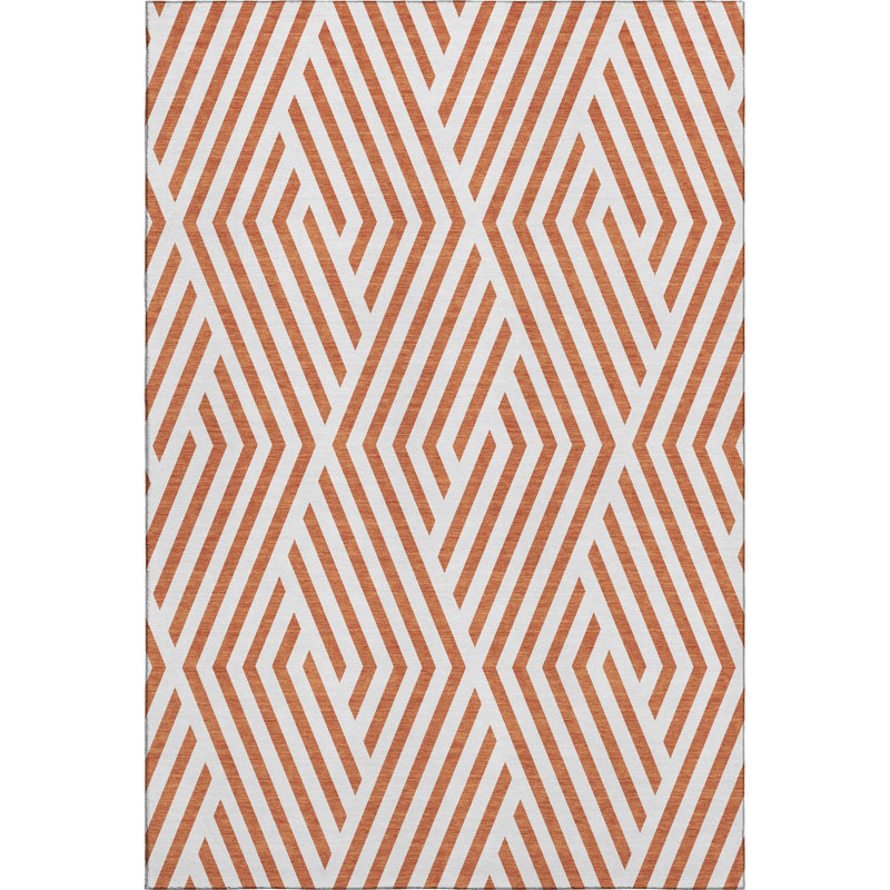 Paprika Rectangular Synthetic Washable Rug 46" x 30"