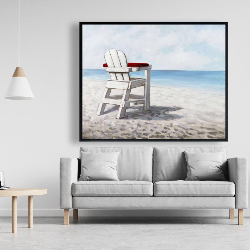 Chaise de plage blanche - Toile encadrée beige pour la décoration intérieure