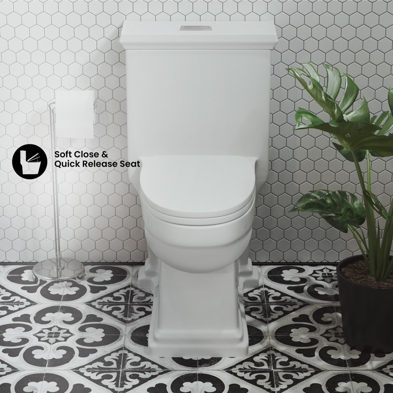Voltaire One-Piece Elongated Toilet Dual-Flush 1.1/1.6 gpf, Top, Glossy White