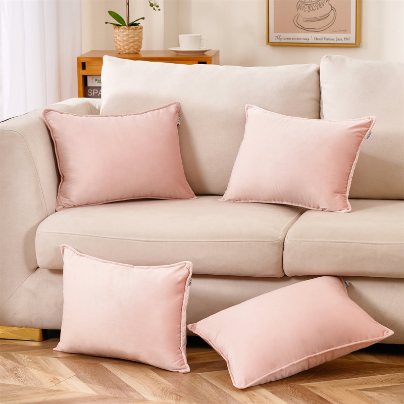 Coussin décoratif en velours, Rose clair