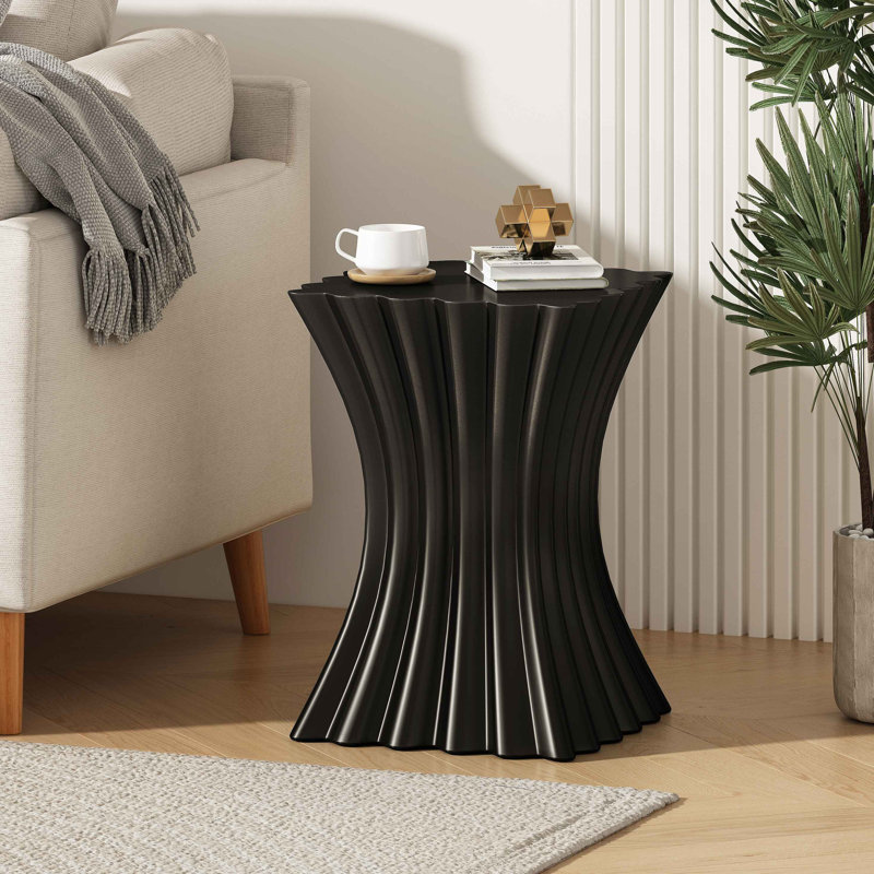 Table d'appoint d'extérieur, table de bout Wave Design, table d'appoint décorative, tabouret de jardin en béton léger pour patio