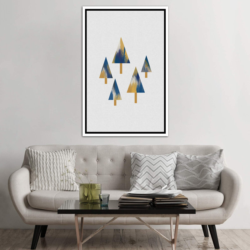 «Trees» par Orara - impression d'art graphique, Pas de tapis, H 60 po x l 40po x P 1,5 po, Toile blanche encadrée