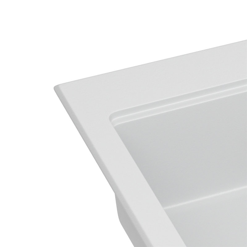 Quartz Kitchen Sink - 30" X 22" White Granite Composite Workstation Drop-In Kitchen Sink