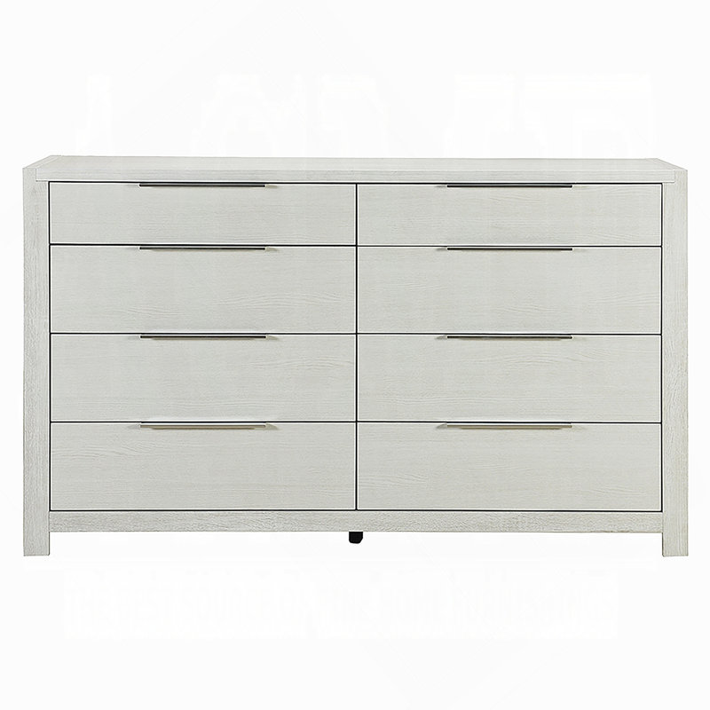 Commode en bois avec 8 tiroirs de rangement pour la chambre à coucher, Beige