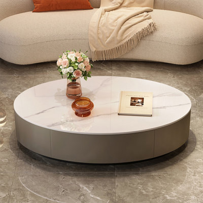 Light luxury simple oval rock panel coffee table by LIZIYE