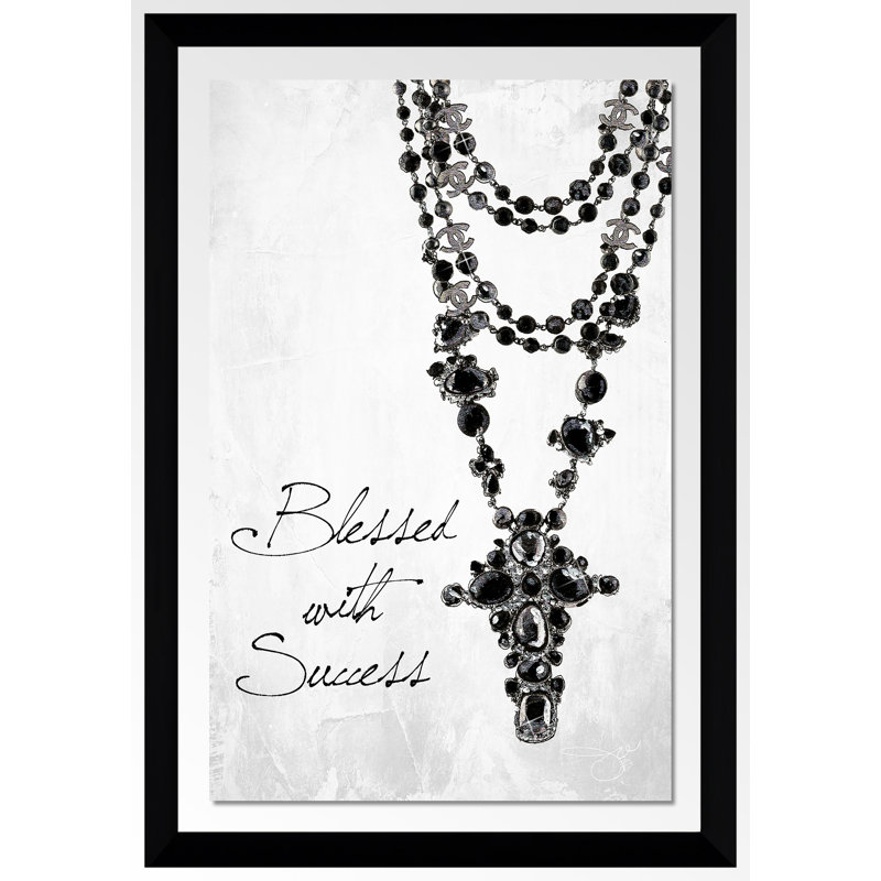 «Blessed with Success», art textuel, Cadre noir, H 39,5 po x l 27,5 po x P 0,75 po