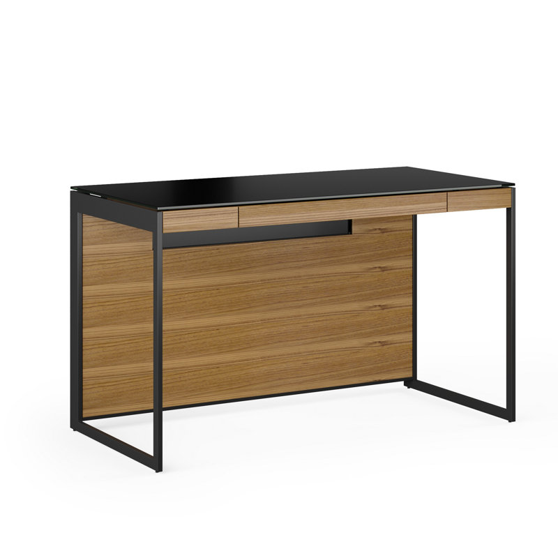 Sequel Desk With Back Panel, Natural Walnut/Black