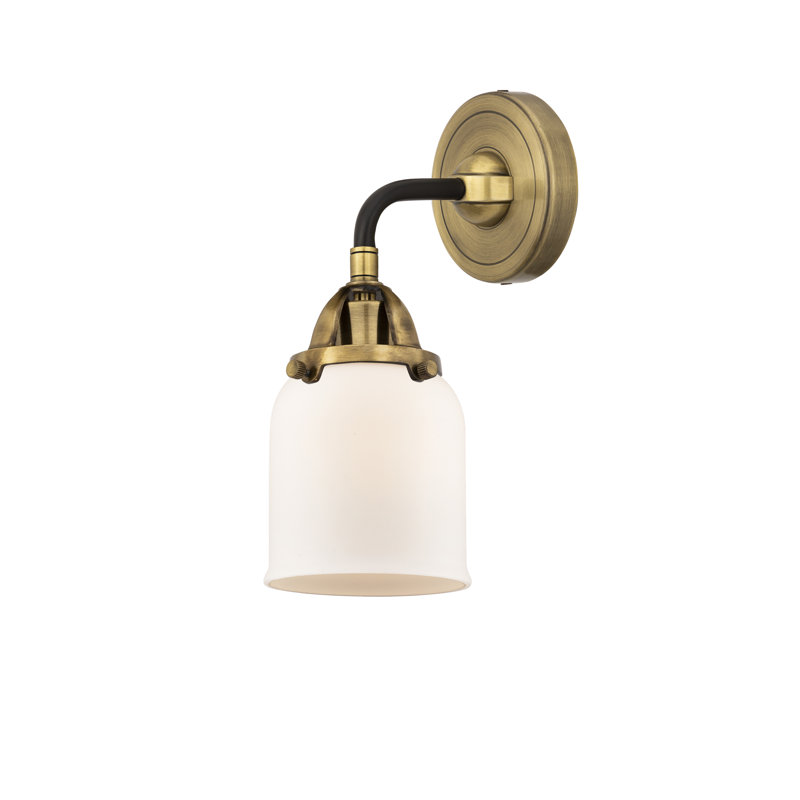 Shauna Armed Sconce, Matte White, Incandescent, Black/Antique Brass