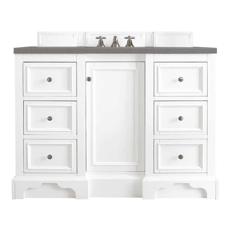 De Soto 48'' W Single Vanity, Bright White, Cala Blue Quartz, 8" Widespread