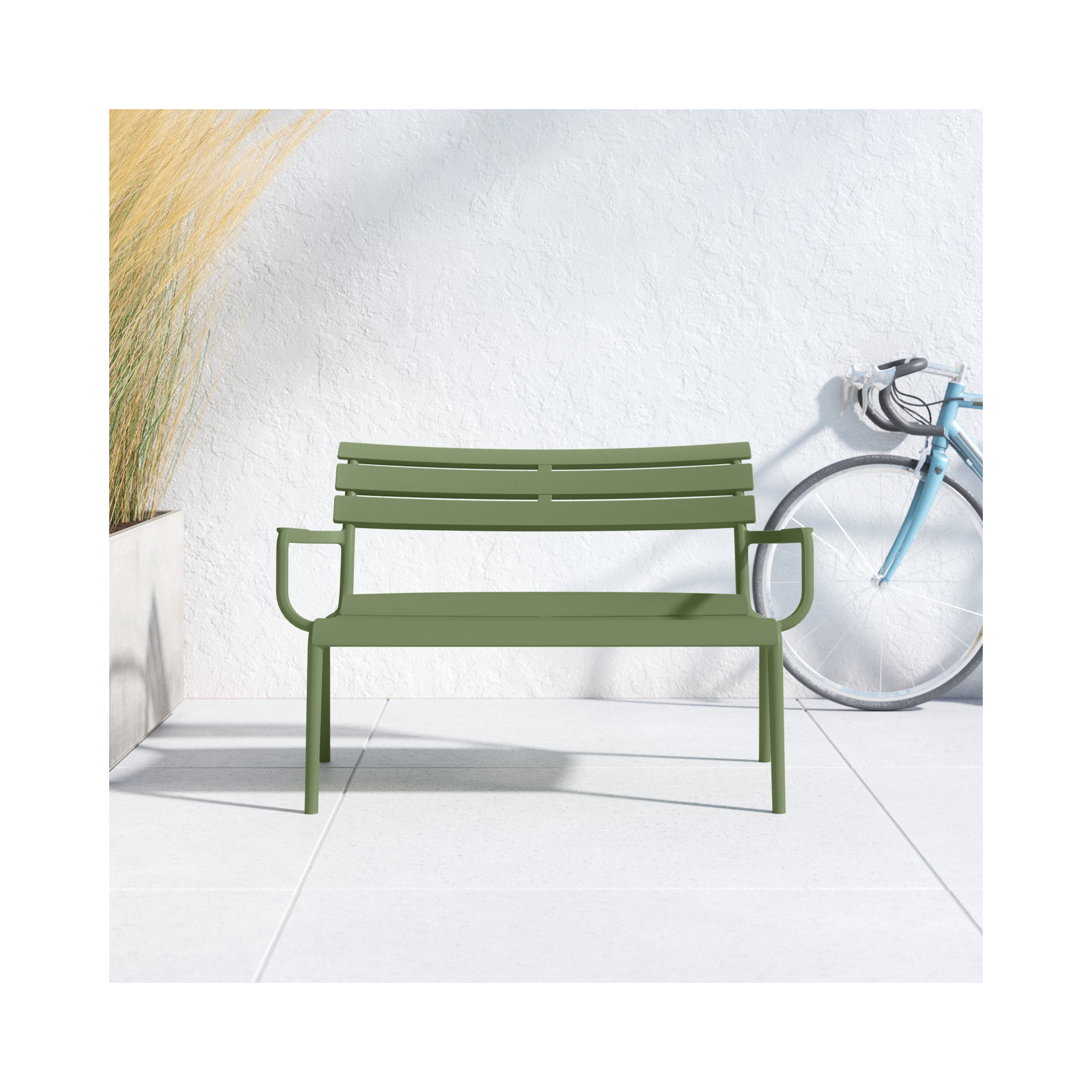 Ruta Paris 46'' Outdoor Bench, Olive Green