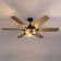 60 In. Indoor Matte Black Layered Caged Ceiling Fan With Light Kit, Reversible Blades And Remote Included