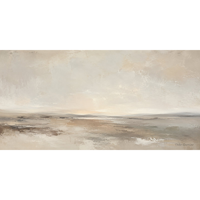Neutre, aube beige, paysage abstrait enveloppé Iraima, 48" W x 24" H x 1.5" D