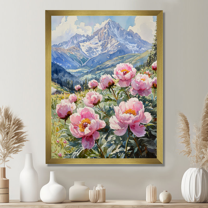 Bastin - décoration murale florale, H 20 po x l 12 po, Reproduction encadrée d'une seule photo, Doré