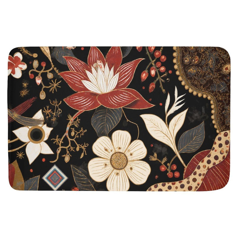 Superbe tapis de salle de bain à motif floral totem 16 x 24 po