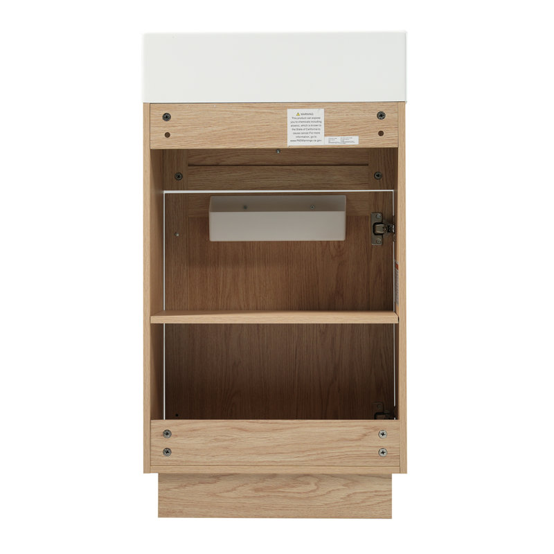 Meuble-lavabo de salle de bain avec lavabo, porte réversible, style rustique pour petits espaces