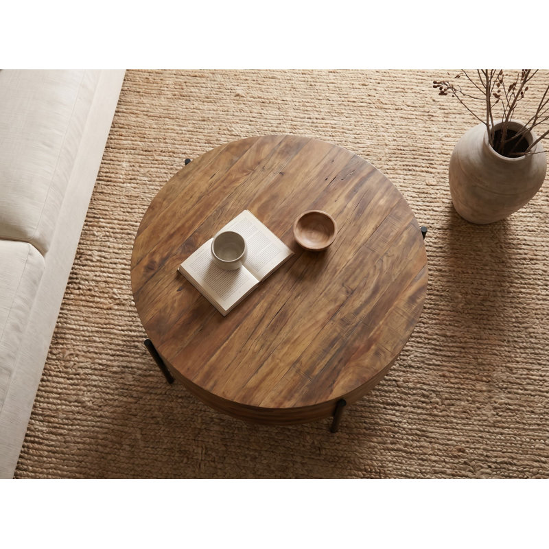 Round Solid Mango Wood Coffee Table
