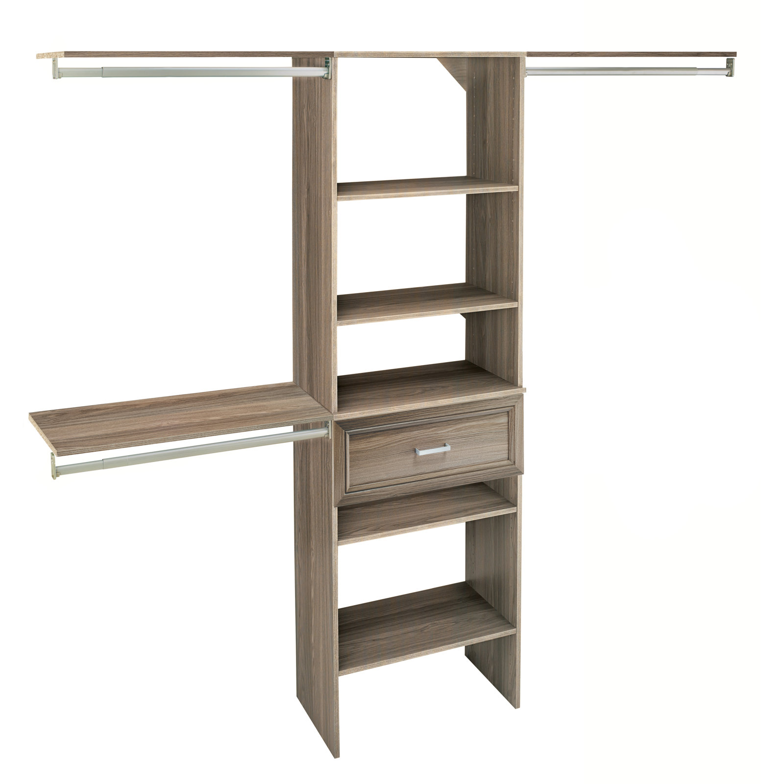 SuiteSymphony 84" W - 120" W Closet System with Drawer, Natural Gray