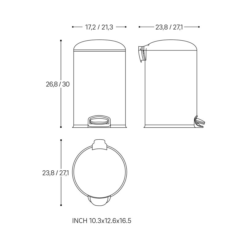 Step On Waste Bin - 0.8L, 30cm H x 27.40cm W x 20.70cm D