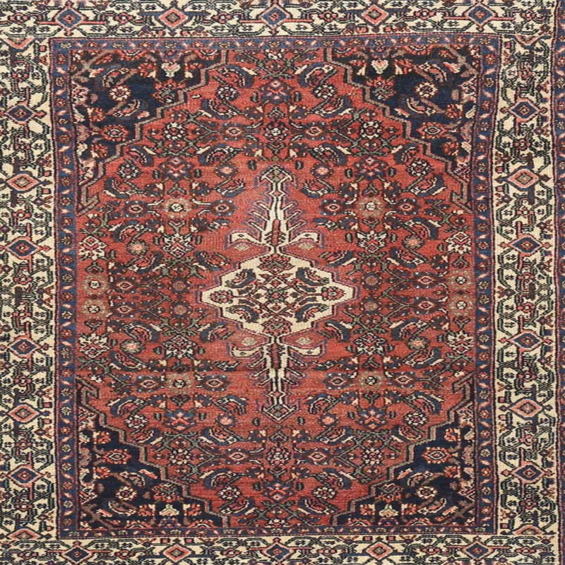 Traditional Red/Black Area Rug, Square 5'