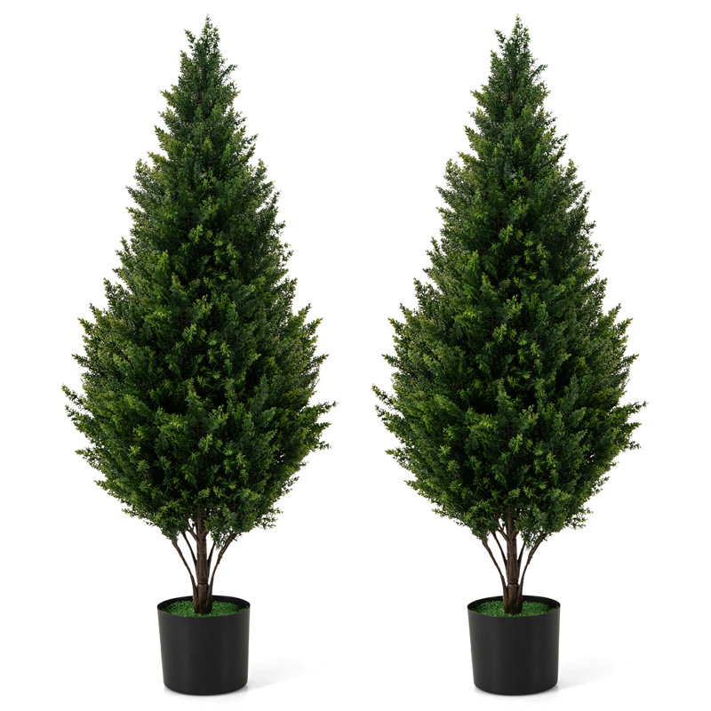 Ensemble de 2 topiaires artificiels de 4 pi avec 2 cèdres artificiels vert extérieur