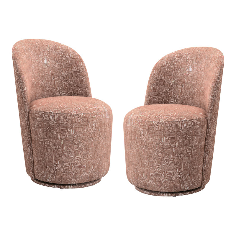 Burney Upholstered Barrel Swivel Side Chair, Orange rouillé