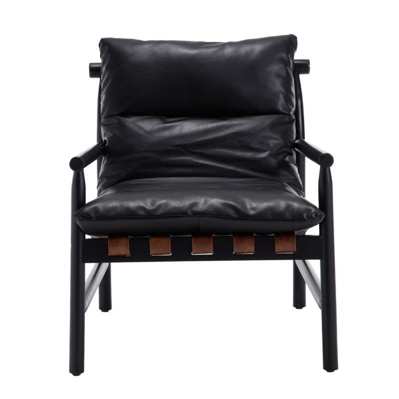 Fauteuil en cuir Fiona Vegan, Similicuir noir, Noir