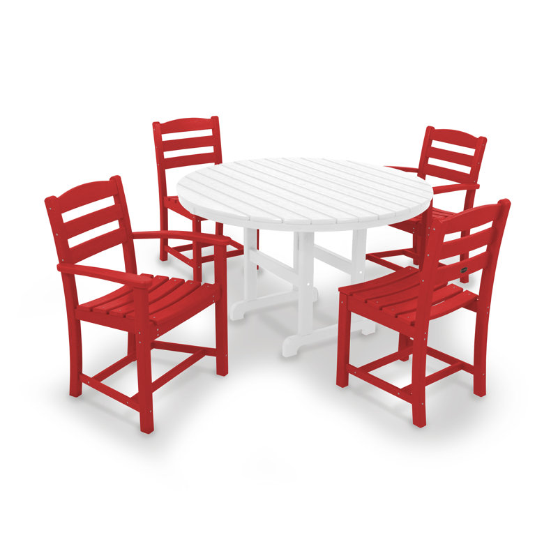 Ensemble repas 5 pièces La Casa Café, Rouge coucher de soleil / blanc