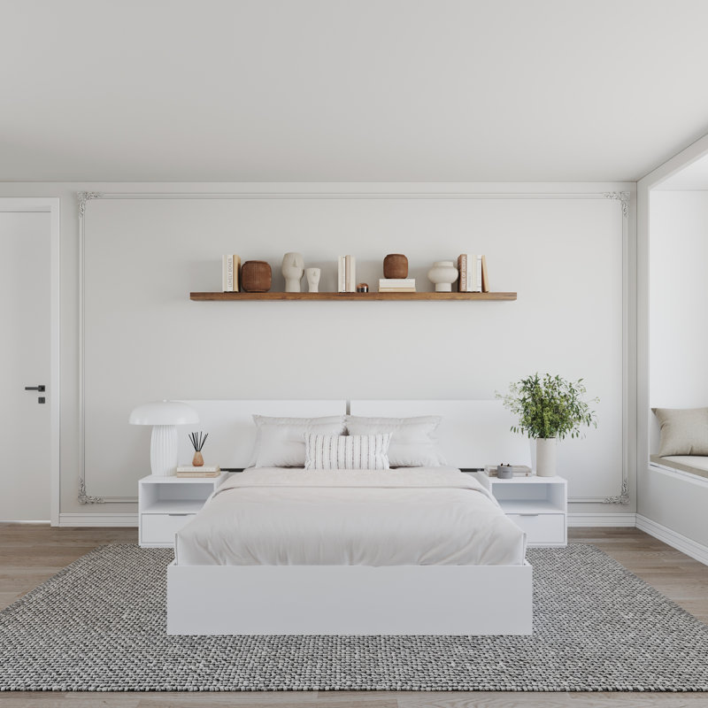 Ensemble de chambre avec grand lit 4 pièces Sanderlin, blanc