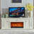 Beigte Solid Wood TV Cabinet Fireplace