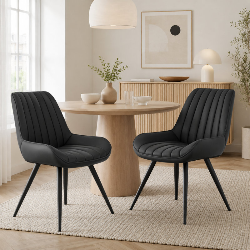 Chaise rembourrée avec pieds en métal, Noir