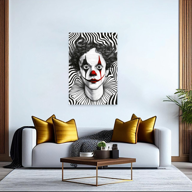 «Eerie Clown Gaze», art contemporain abstrait dramatique, H 60 po x l 40 po