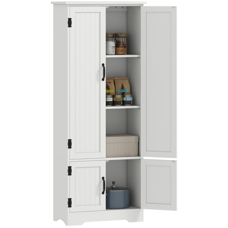 Garde-manger 60 po, armoire de rangement avec tablettes, blanc