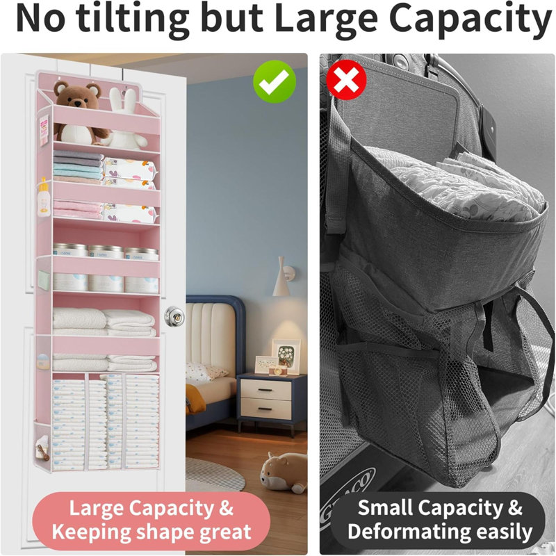 Non-woven Fabric Wall Organizer with Wall Baskets, Pink
