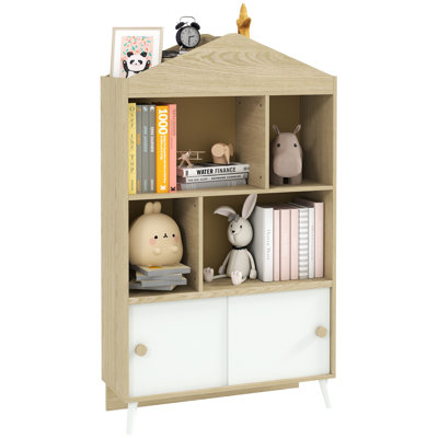 Bibliothèque pour enfants et rangement pour jouets Qaba, étagère à jouets pour 4 casiers, bibliothèque Montessori avec tablettes supérieures pour salle de jeux, chambre d'enfant, salon, jardin d'enfants, blanc
