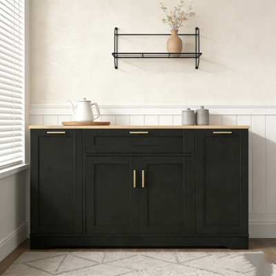 Buffet de rangement multifonctionnel, table de salle à manger extensible, tablettes réglables, support coulissant à 3 niveaux, îlot de cuisine