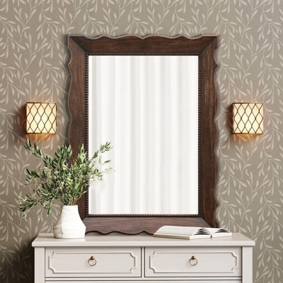 Miroir rustique encadré en bois: Miroirs de salle de bain en bois brun foncé 32 po x 24 po à suspendre verticalement ou horizontalement pour la salle de bain / le meuble-lavabo / le vestibule - idéal pour les amateurs de style maison de campagne