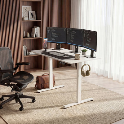 Bureau pour travailler debout électrique à hauteur réglable 45 po, blanc