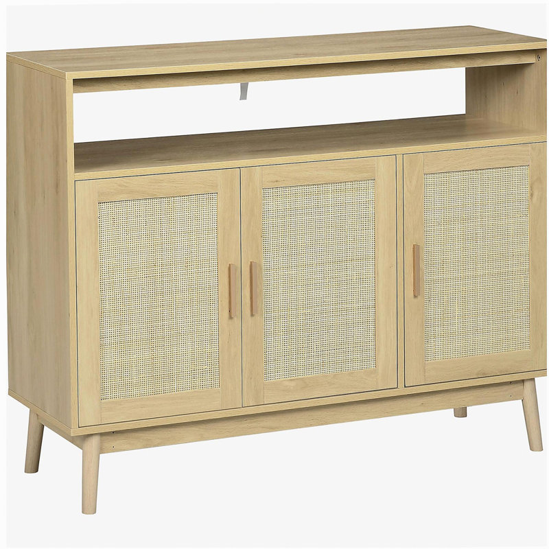 Buffet de style bohémien avec porte en osier HOMcom, couleur naturelle