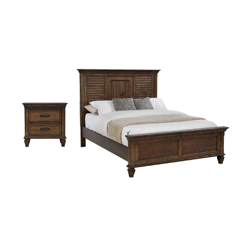 Ensemble de chambre à coucher 2 pièces avec table de chevet Giglia, Chêne Bruni, Grand