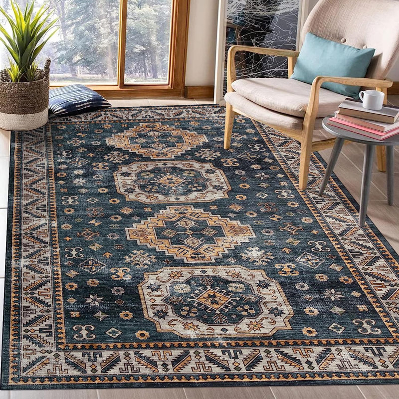 Percey Washable Oriental Indoor Rug, Rectangle 5' x 7'