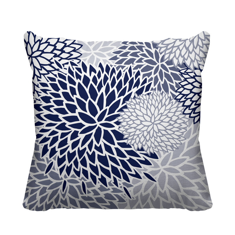 Coussin décoratif intérieur / extérieur Arlo, L 19 po x H 19 po, Bleu marine
