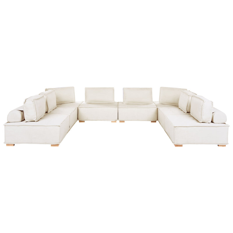 Modular U-Shape Sofa 8 Seater TIBRO Fabric, Off White