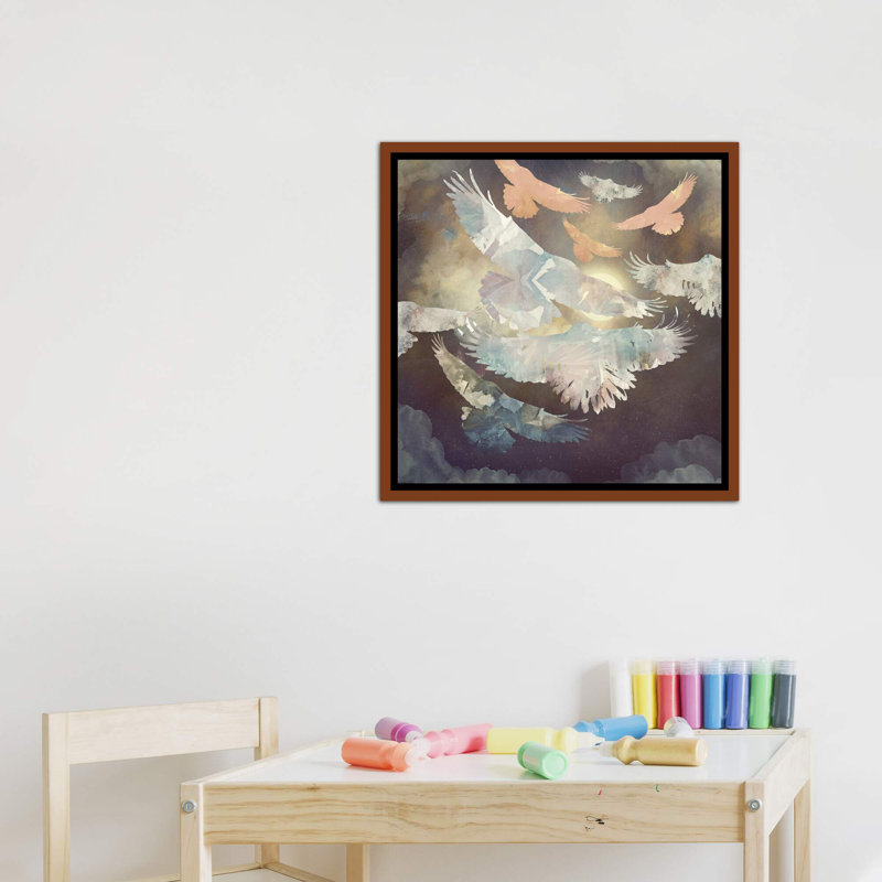 «Moonlight Flight» par Space Space Designs - reproduction d'art, Toile avec cadre brun, H 26 po x l 26 po x P 1,5 po