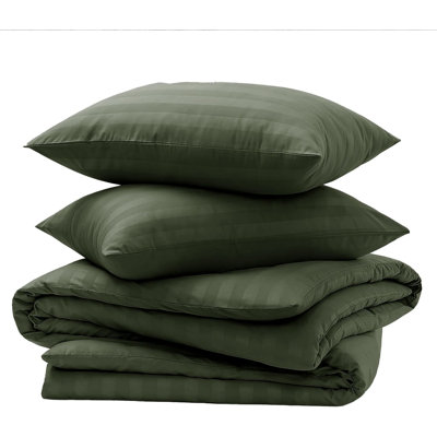 Microfiber Striped Duvet Cover Set with Pillowcases