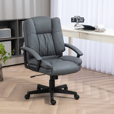 HOMCOM Desk Chair PU Leather Office Chair Adjustable Height