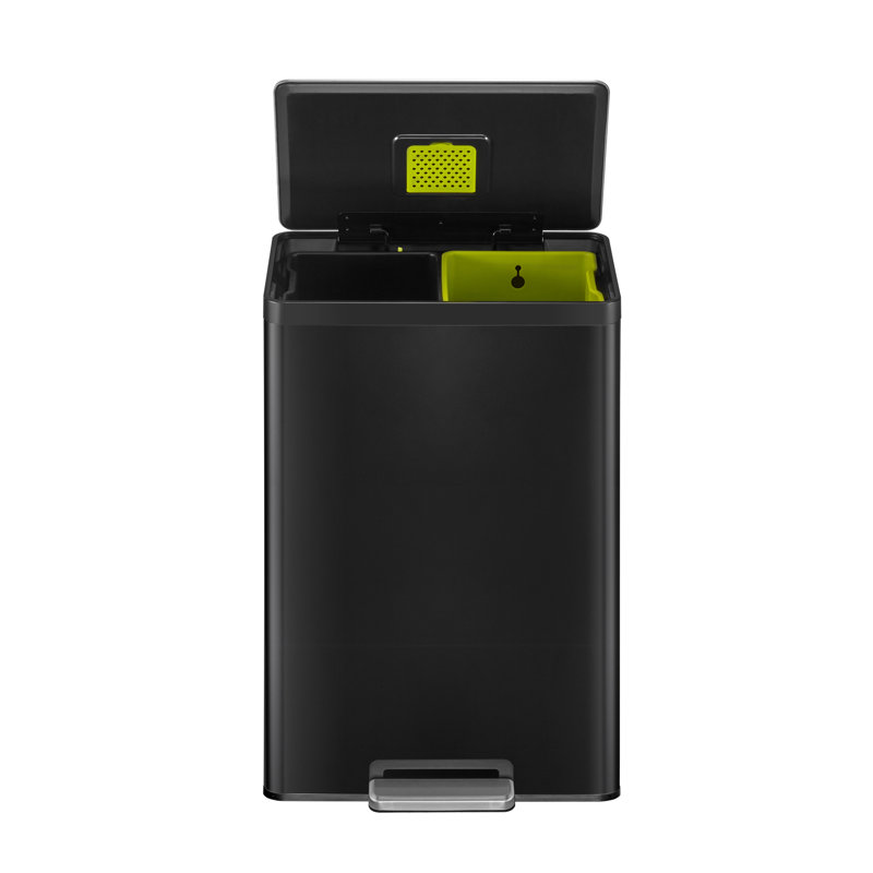 Ecocasa Recycling Bin, Black, 40 L, 65.6cm H x 45cm W x 33cm D