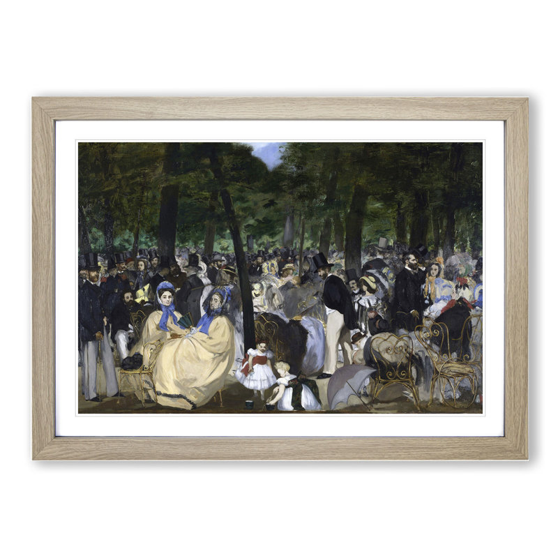 Music in the Tuileries Gardens by Edouard Manet - Picture Frame Painting, Oak Framed, 48cm H x 65cm W x 2cm D