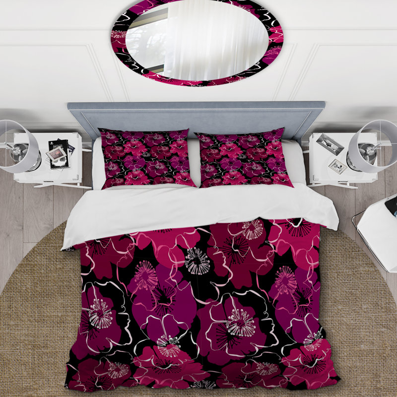 Mauve fleur de frangipanier - ensemble de housse de couette Cabin & Lodge, Housse de couette pour grand lit et 2 taies décor