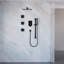 Système de douche à 3 fonctions avec pomme de douche carrée ultra-mince de 12 po, jets de corps et douche à main (valve incluse)-113407238