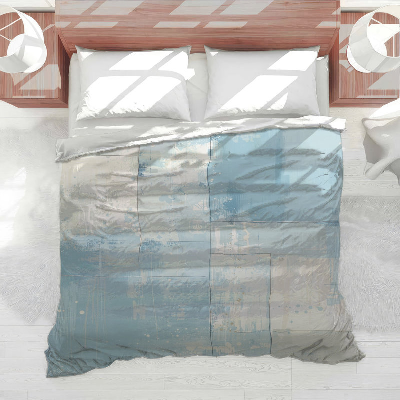 Blue Abstract Patchwork Comforter, Twin